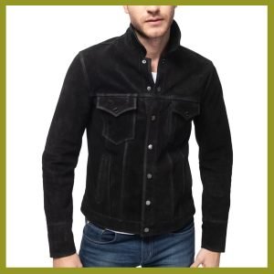 Premium Genuine Cowhide Suede Leather Men's Western Style Cowboy Jacket