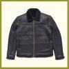 Shearling Sheepskin Fur Collar Leather Jacket with Zip