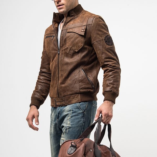 New Design Whole Sale Leather Jacket Full Sleeves Classic Casual Biker Jacket For Men - Image 2