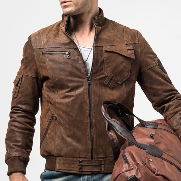 New Design Whole Sale Leather Jacket Full Sleeves Classic Casual Biker Jacket For Men - Image 4