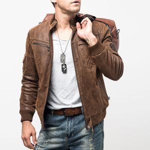 New Design Whole Sale Leather Jacket Full Sleeves Classic Casual Biker Jacket For Men