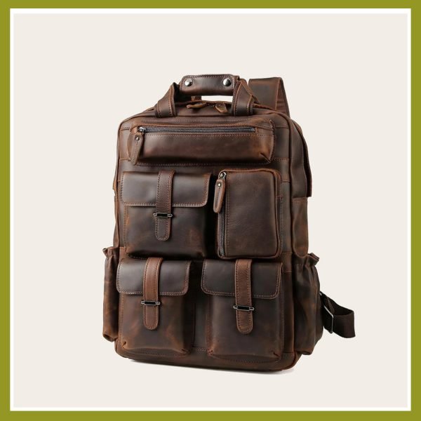 Tiding Branded Vintage Men Leather Bag Pack Genuine Cow Leather School Backpack