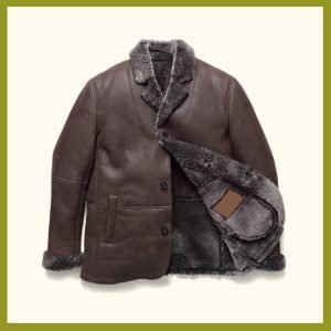 Men Warm Sheepskin Bomber Jacket Durable and Stylish Leather Jacket for Cold Weather