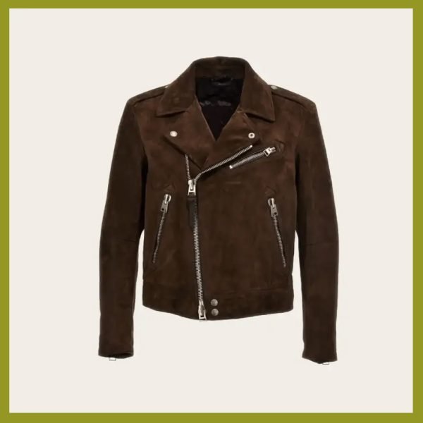 Suede Leather Jacket Zip Up Work Jacket Custom Made Mens Suede Biker Riding Jacket