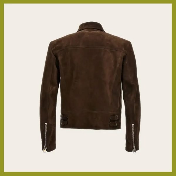 Suede Leather Jacket Zip Up Work Jacket Custom Made Mens Suede Biker Riding Jacket - Image 2