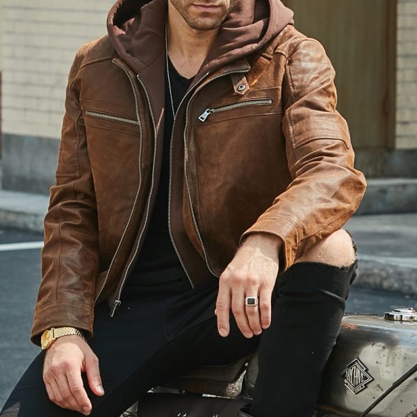 Men Winter Leather Jackets Coats Fashion Windbreaker Male Slim Fit Biker Motorcycle Leather Jacket - Image 2