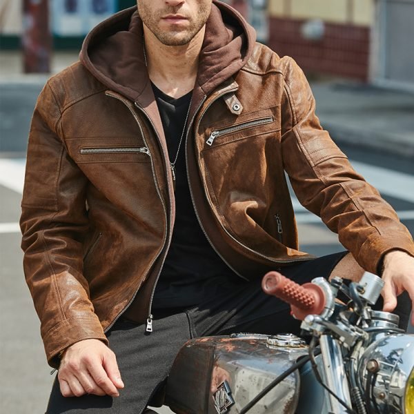 Men Winter Leather Jackets Coats Fashion Windbreaker Male Slim Fit Biker Motorcycle Leather Jacket - Image 4