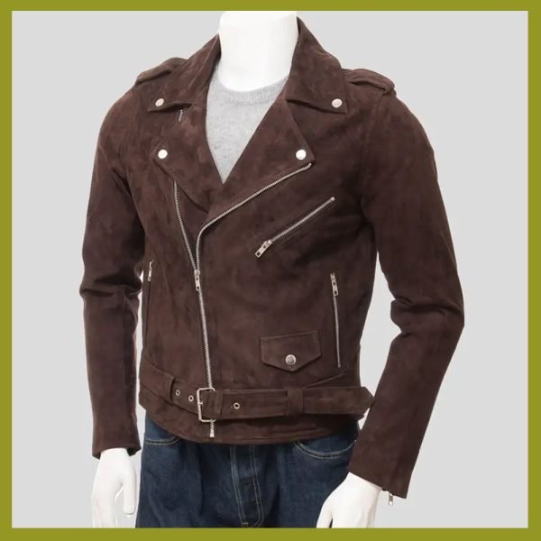 Suede Leather Jacket Zip Up Work Jacket Custom Made Mens Suede Biker Riding Jacket - Image 3