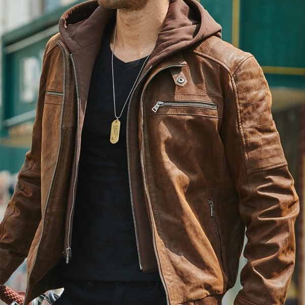 Men Winter Leather Jackets Coats Fashion Windbreaker Male Slim Fit Biker Motorcycle Leather Jacket - Image 5