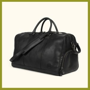 100% Leather Plain Multiple Pocket Custom Logo Leather Travel Duffel Bags