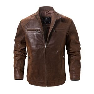 Design Leather Jacket Solid Color Men Leather Jacket Streetwear Men Leather Jacket