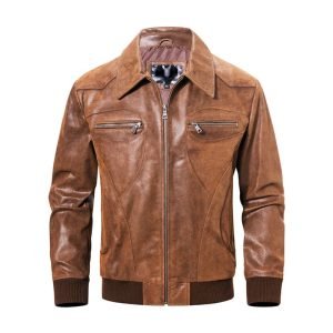 Classic Biker Leather Jacket Motorcycle Pu Leather Jacket for Men's slim fit fancy casual leather jackets