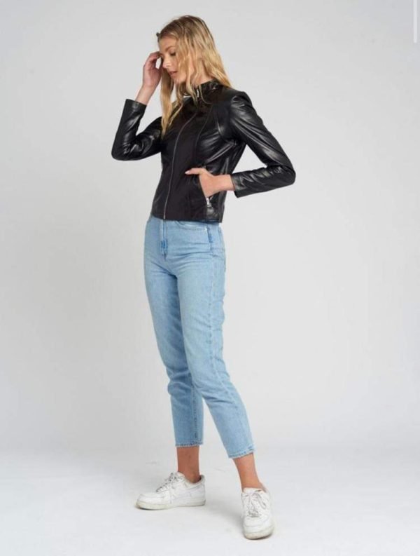 New Style Women Biker Quilted Leather Jacket - Image 2