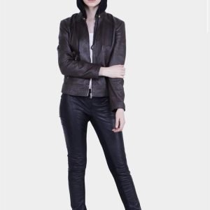 High Quality Real Women Leather Jacket With Hood Made In Pakistan