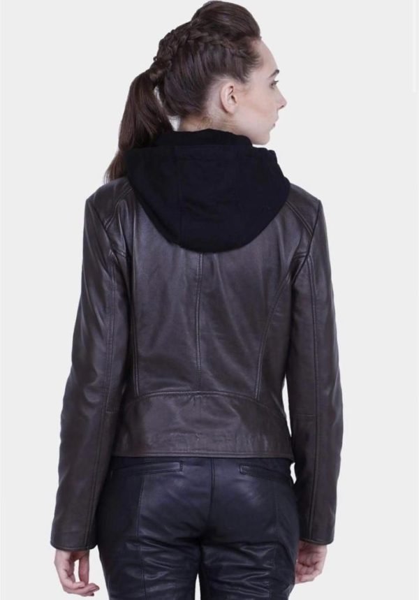 High Quality Real Women Leather Jacket With Hood Made In Pakistan - Image 3
