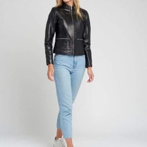 Fashion Casual Ladies Leather Biker Jacket Professional High Quality Leather Jacket
