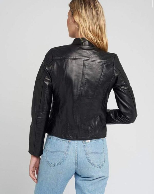 Fashion Casual Ladies Leather Biker Jacket Professional High Quality Leather Jacket - Image 6