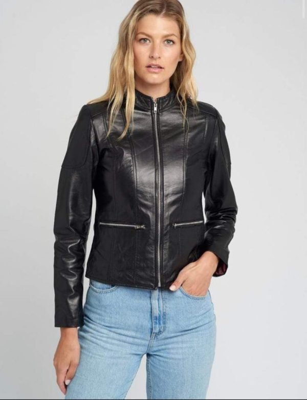 Fashion Casual Ladies Leather Biker Jacket Professional High Quality Leather Jacket - Image 3