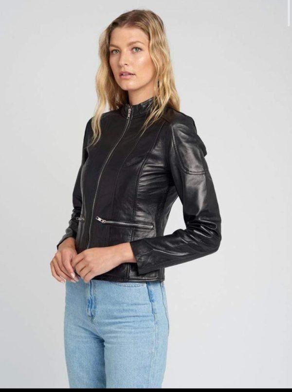 Fashion Casual Ladies Leather Biker Jacket Professional High Quality Leather Jacket - Image 2