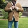 MEN'S SHEARLING REAL SHEEPSKIN LEATHER BOMBER JACKET WITH FAUX FUR lining - Image 2