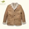 MEN'S SHEARLING REAL SHEEPSKIN LEATHER BOMBER JACKET WITH FAUX FUR lining - Image 4