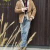 MEN'S SHEARLING REAL SHEEPSKIN LEATHER BOMBER JACKET WITH FAUX FUR lining - Image 10